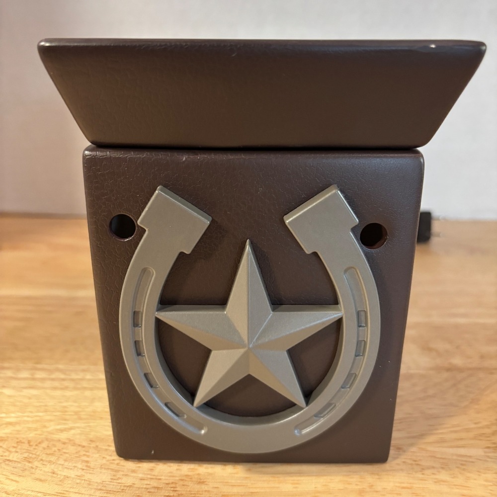Scentsy Wrangler Full Size Wax Warmer Brown Horseshoe Star Western Electric